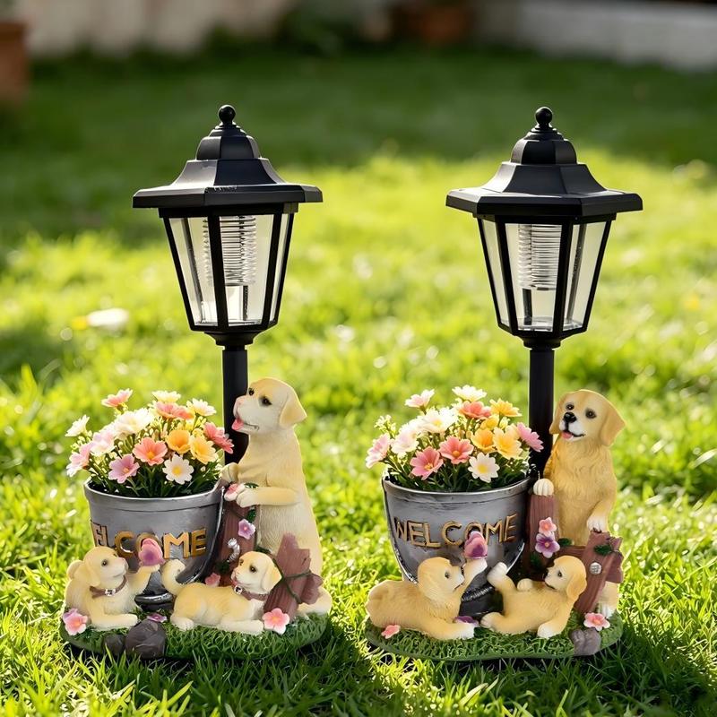 Outdoor Lighting And Landscape - Patung Tanaman Golden Retriever dengan Lampu