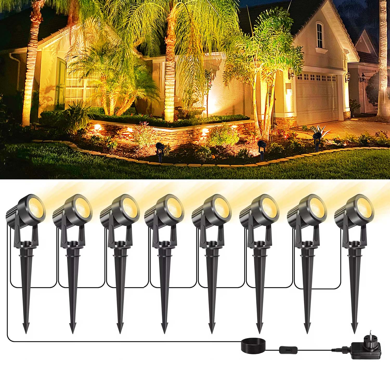Outdoor Lighting Uk - 4/6/8LED 3000K Lampu Sorot Luar Ruangan